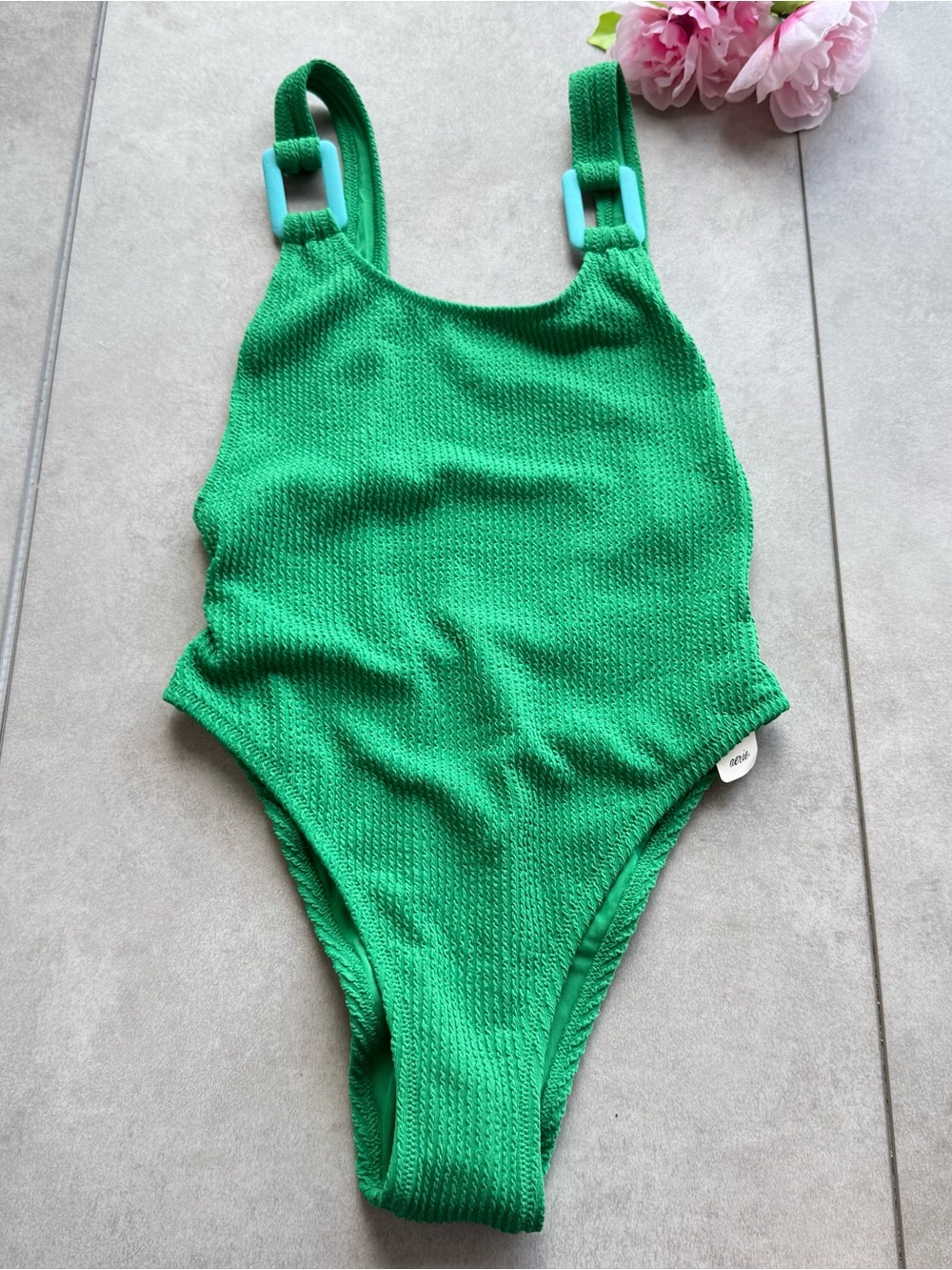 BOGO aerie Green Textured One-Piece Swimsuit